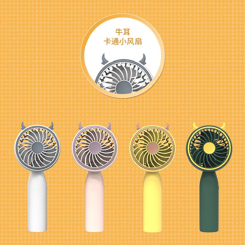 2022 Mini Portable Fan Cartoon Handheld Fan Portable Usb Charging Student Dormitory Cute Portable Mute: Cattle ear  random
