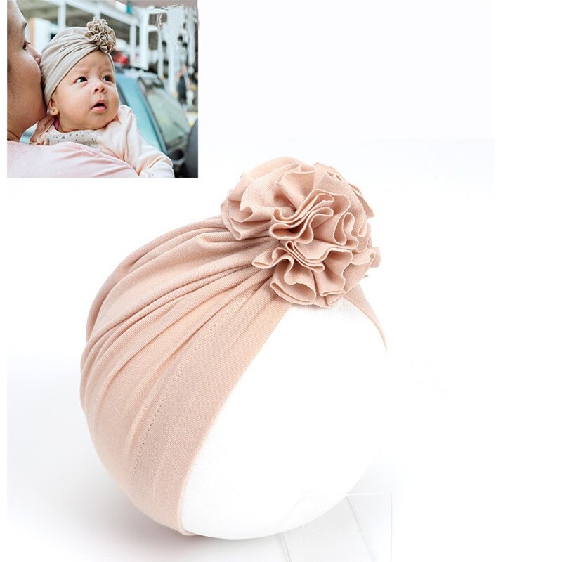 Söta småbarn barn bebis pannband flicka pannband bomull knut rosett turban pannband stretchigt flicka hårtillbehör pojke huvudbonader: En beige