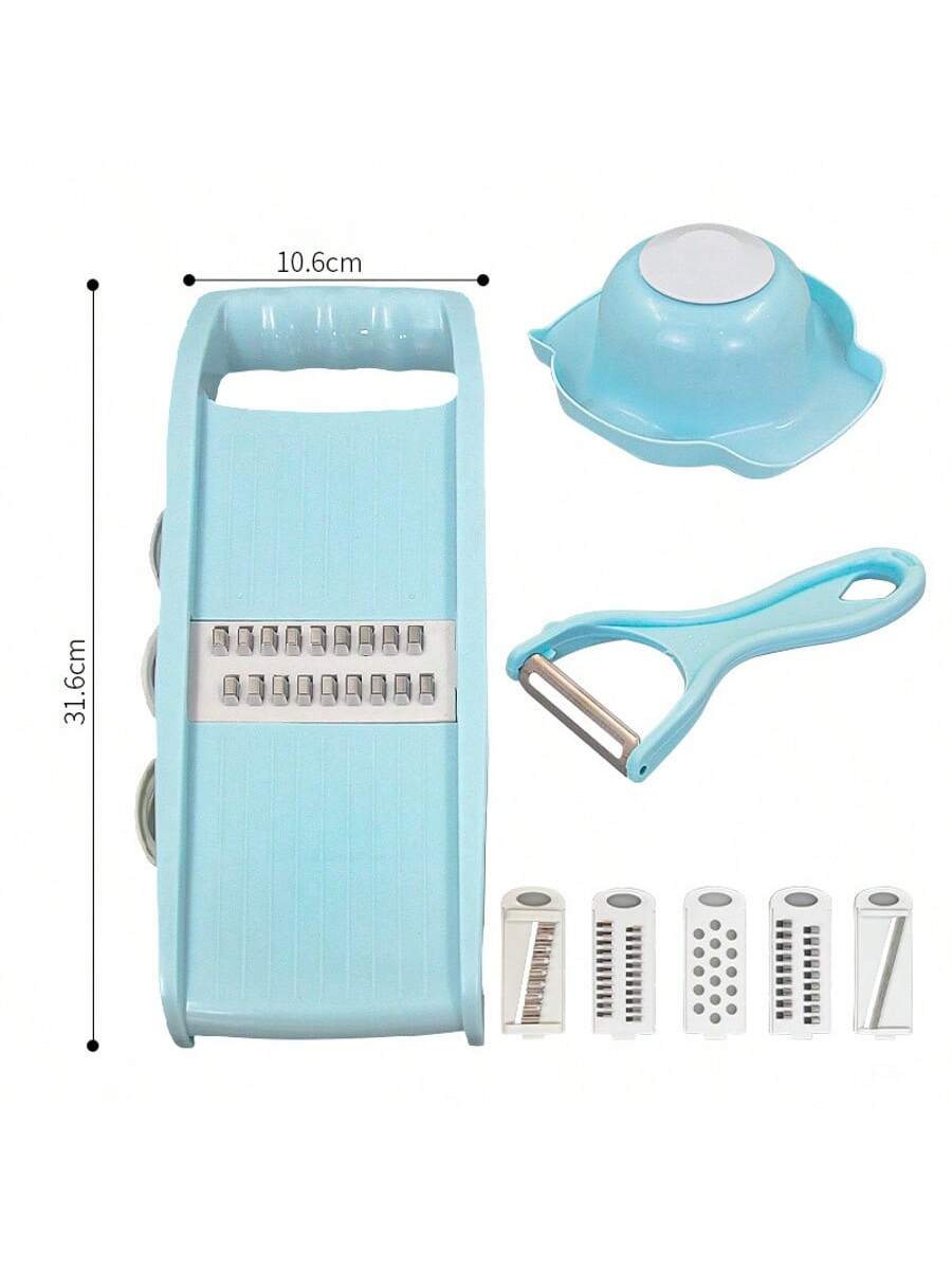 5/7 in1 Gemüse Obst Schneidemaschine Multifunktionale Manuelle Lebensmittel Reibe Cutter Kartoffel Haushalt Zerhacker Küche Veggie Dicer Spielereien: Licht Grau