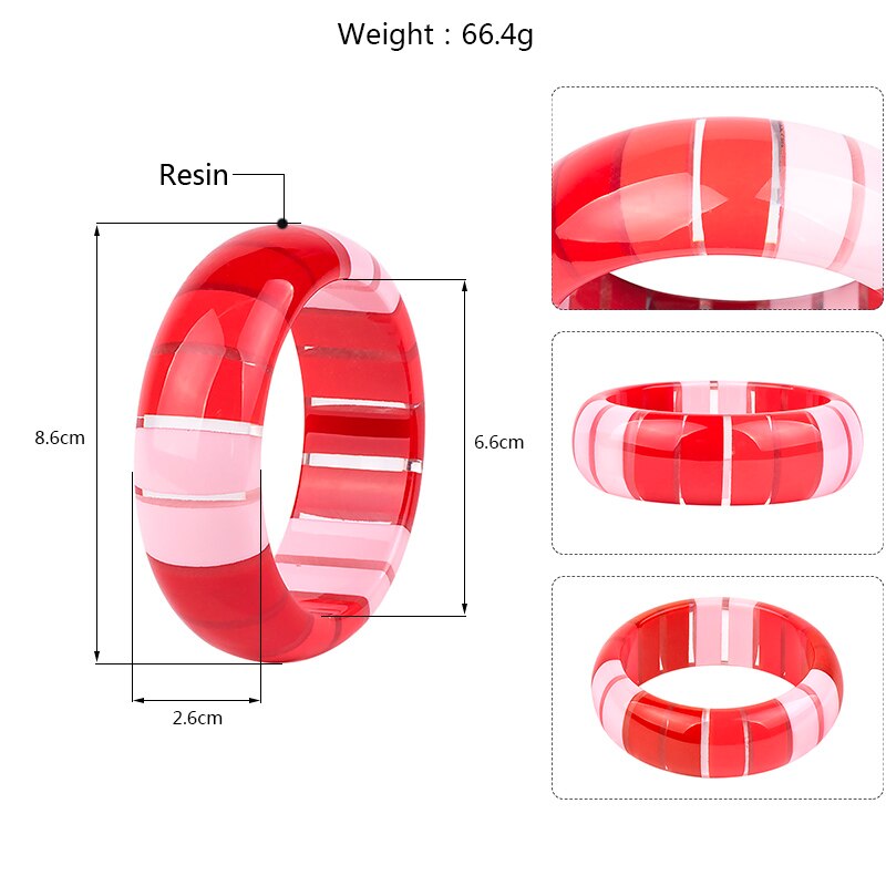 Guanlong Gradient Stripe Resin Round Bracelet Bangle 7 Color for Ladies High Street Jewelry