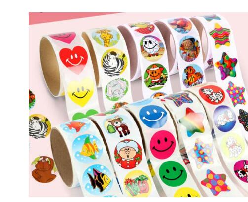 One Roll Adhesive Tape With 100pcs variety styles Stickers For Children Cute School Stationery Stickers