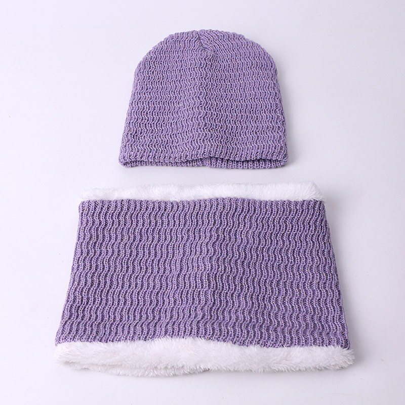 Todelt tørklæde og hue kvinder hue hue strikket kalot efterår vinter varme casual hatte unisex hold elastiske hatte udendørs