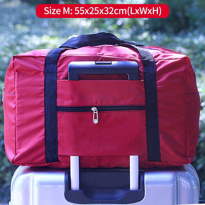 Bolsa de viaje de almacenamiento para hombre y mujer, bolso Oxford resistente al agua, bolsa de equipaje, adecuado para cubierta de carrito, XA584F: Rose red M