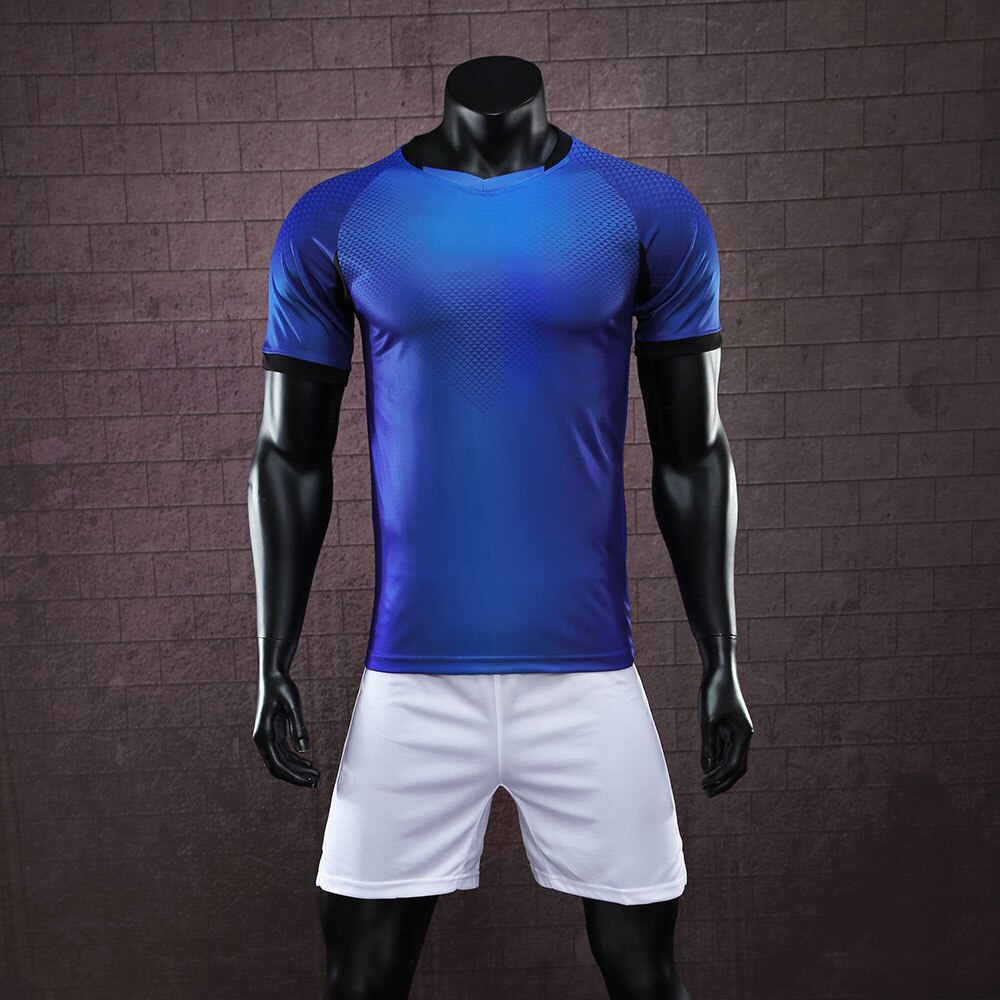 Survêtement fußball männer fußball uniformen sport anzüge erwachsene günstige fußball kit college nach fußball trikots neue: Blue / 3XL