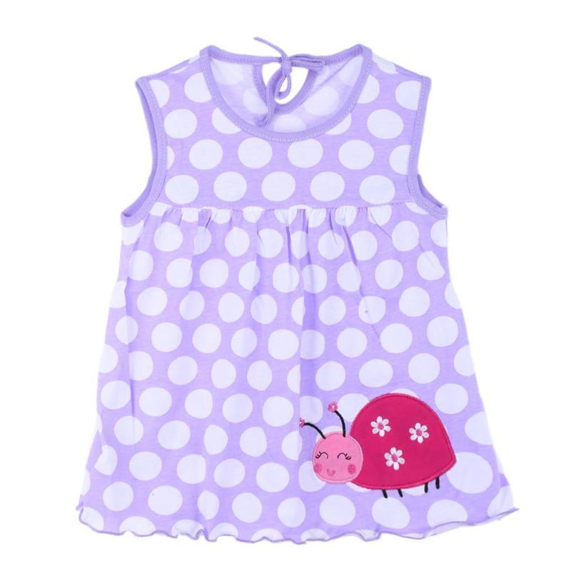 Summer Girls Dresses Newborn Baby O-neck Sleeveless Cotton Princess Mini Casual Dress Child Cute Pattern Decor Dot Clothes: j