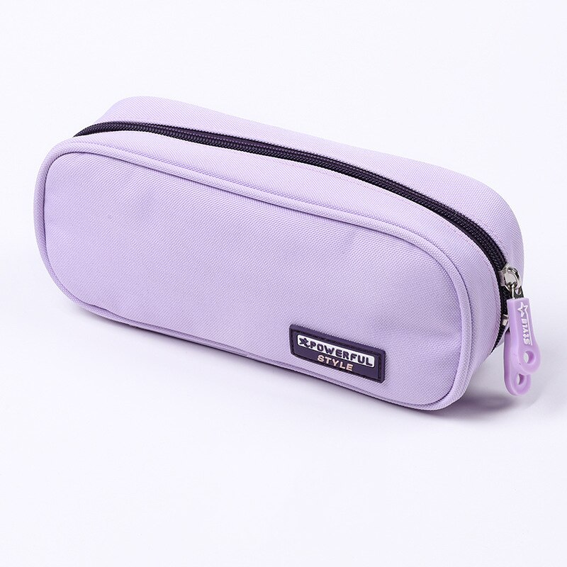 Lærred udsøgt penalhus teenager sød kuglepenne etui stor kapacitet blyanttaske skole papirvarer forsyninger: Lilla