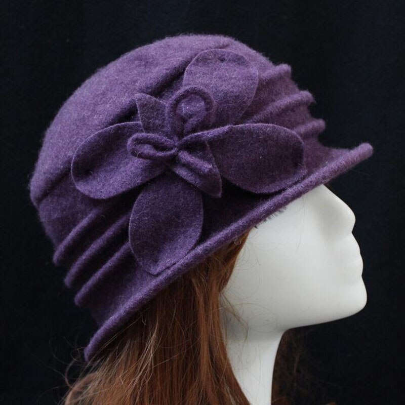 Winter Vrouwen Hoeden Mutsen Cloche Dames 100% Wol Cap Emmer Bloemen Warm Hoeden voor Vrouwen Motorkap Femme Skullies Mutsen Vrouwelijke cap: 8