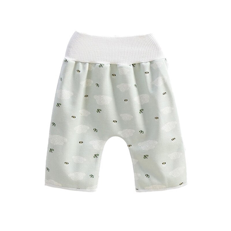2 In 1 Comfy Kinderen Baby Luier Rok Shorts Puur Katoen Anti Bedplassen Waterdichte Absorberende Wasbare Training Nappy broek: Little bee / L