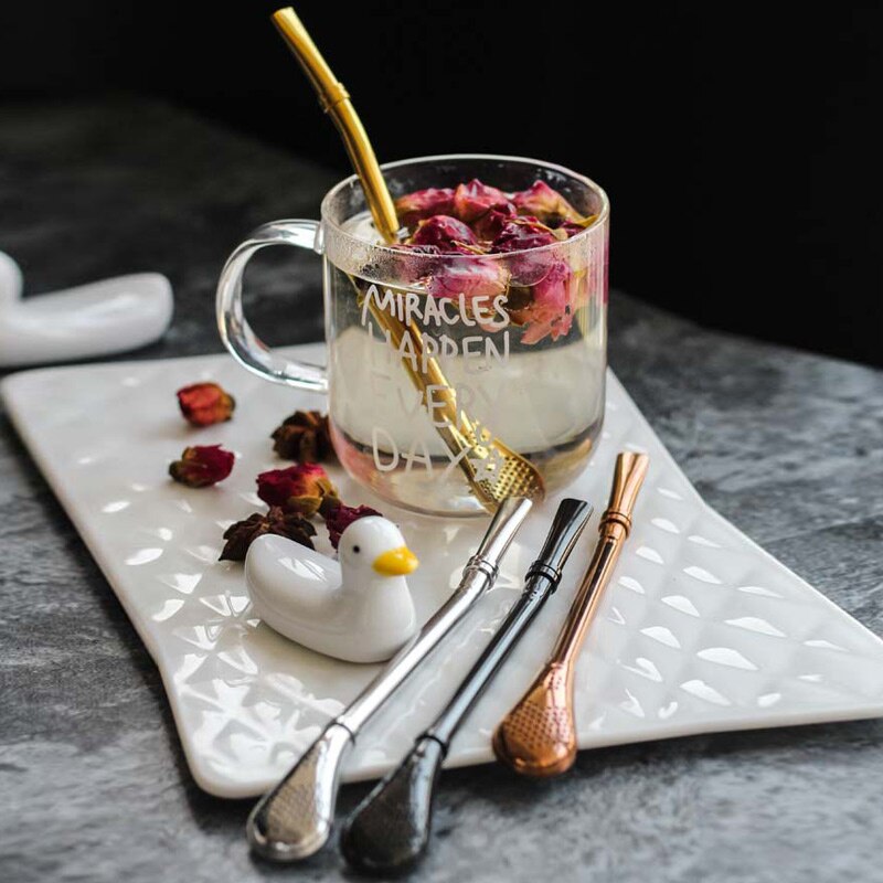 1pc Drinking Straw Stainless Steel Yerba Mate Straw Gourd Spoons Reusable Metal Pro Tools Bar Accessories