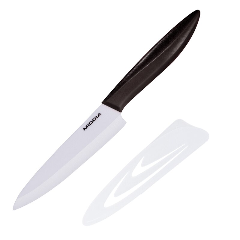 Middia Zwarte Keramische Fruit Mes In 4.5 Inch Paring Messen Kaas Mes Steak Mes Met Zwart Blad Keukengerei: white w. dark brown