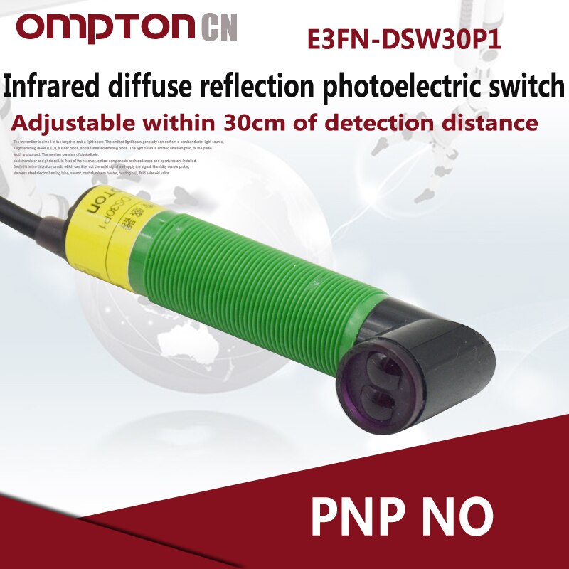 E3FN-DSW30P1 PNP NO Infrared diffuse reflection photoelectric switch Standard test object 50mm*50mm white matte paper