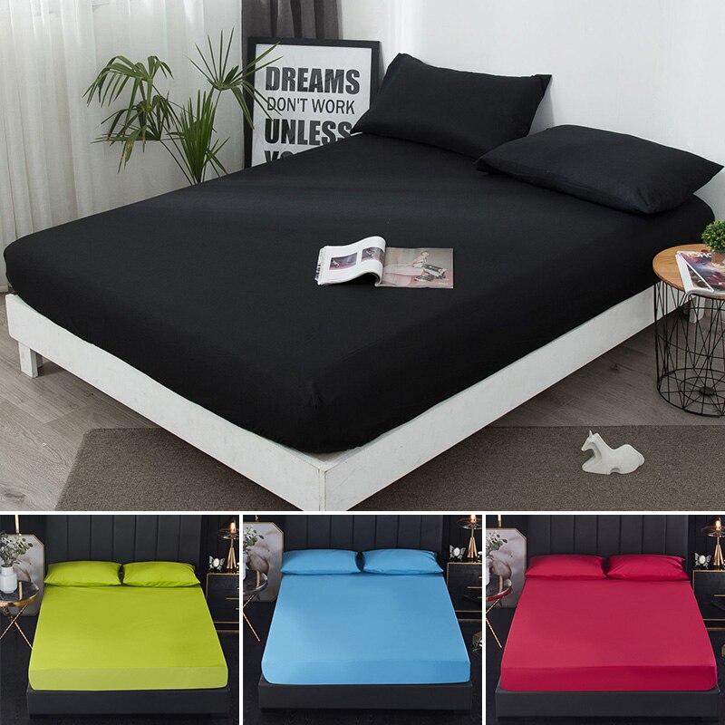 1Pc Waterdichte Matrashoes Voorzien Laken Pad Protector Effen Kleur Sprei Koningin/Koning Twin Matras Cover Protector