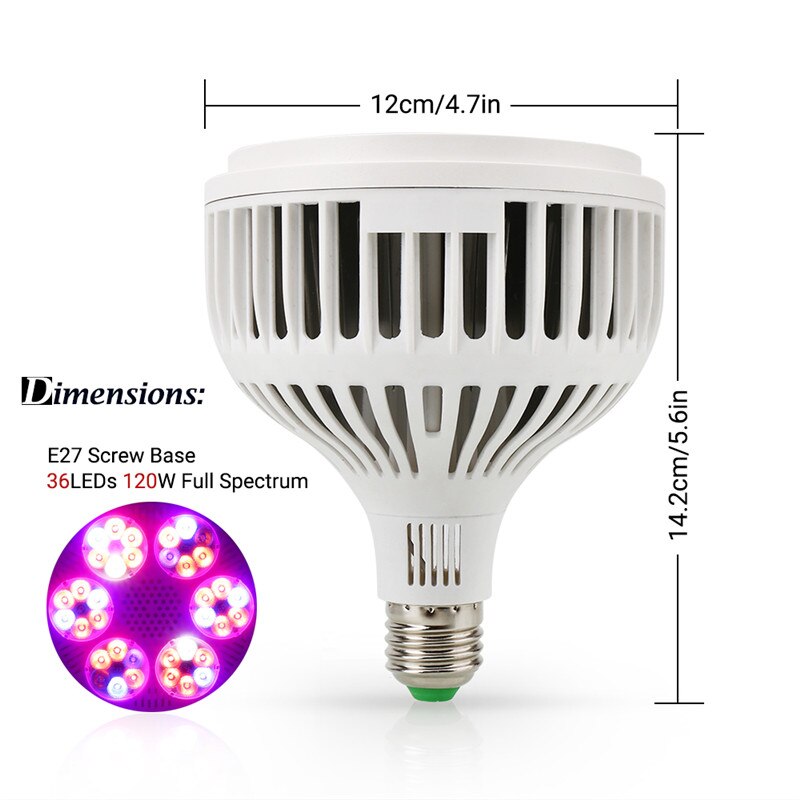 Volledige Spectrum 30W/50W/80W/100W/120W AC85 ~ 265V uv + Ir E27 Led Grow Licht Voor Bloeiende Planten Hydrocultuur Systeem Led Aquarium Lamp