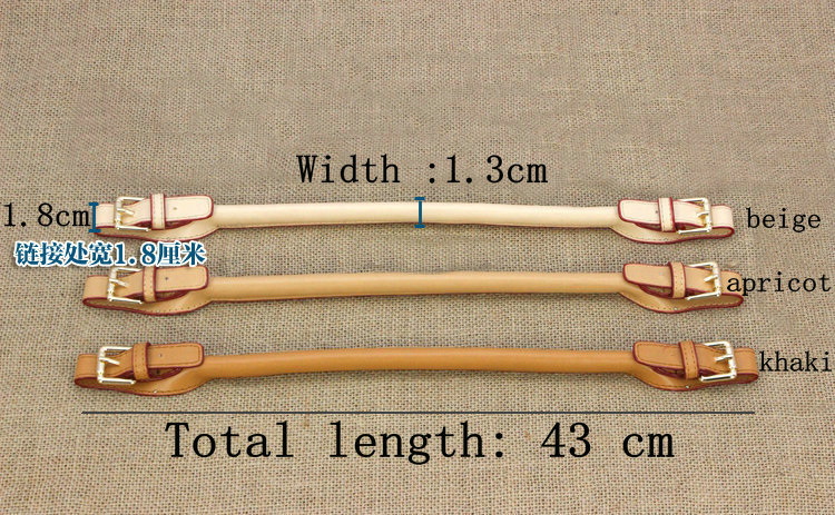 Pu läder aprikos khaki beige handväska väska rem bälte gör det själv tillbehör handtag med nål spänne 43cm 1 par/lot