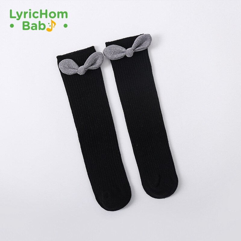 Lyrichom Baby Kinderen Sokken En Najaar Stijl Sokken Voor Meisjes Solid Prinses Strik Kousen Knie Sokken Meisje: cotton socks  5 / S (1-4 years) 28cm