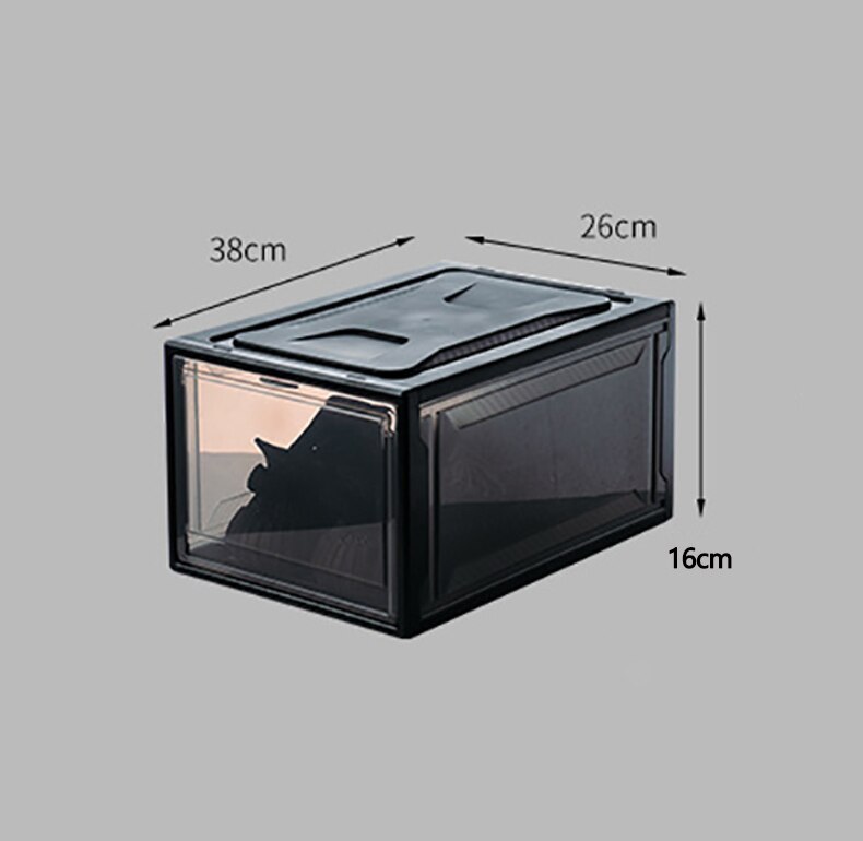 Transparent Shoe Box Storage Shoe Boxes Thickened Dustproof Shoes Organizer Box Can Be Superimposed Combination Shoe Cabinet: black S 1pc