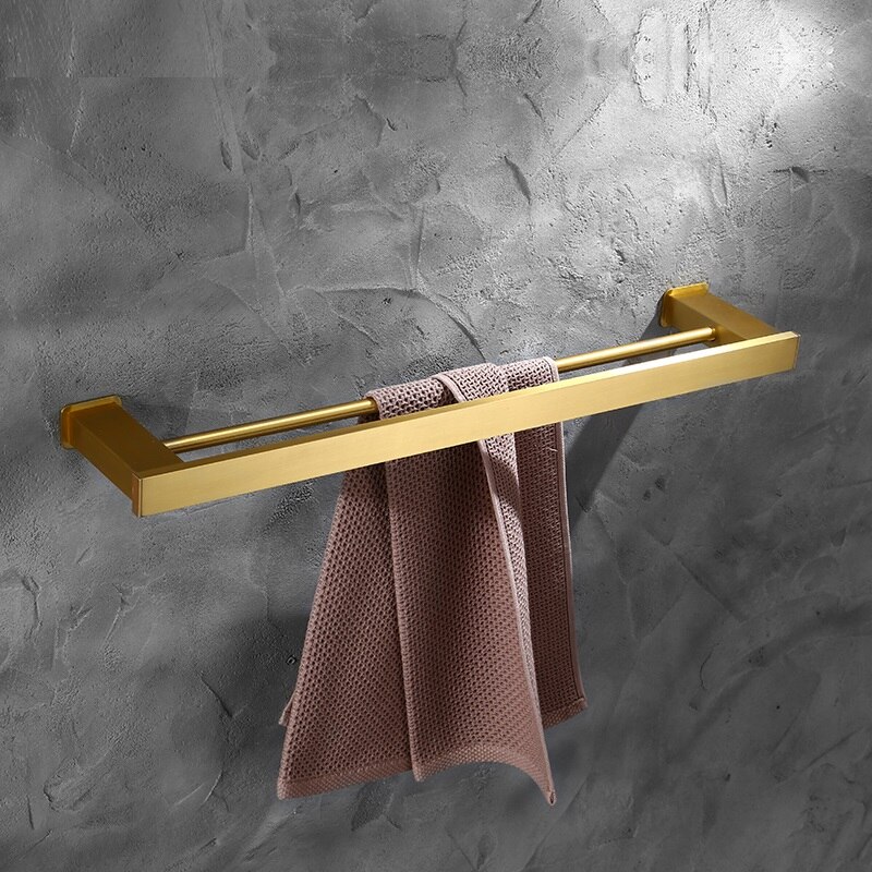 MTTUZK Solid Space aluminum towel rack,towel bar,Brushed Gold Bathroom Hardware Set,Robe hook,Toilet brush bathroom Accessories