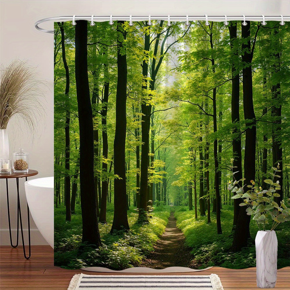 Cortina de ducha impermeable Sunny Forest Path para decoración de baño