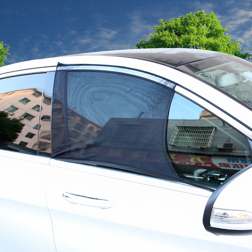 2 stuks Auto Zonnescherm Gordijn Auto Zonneklep Rear Side Window Zonnescherm Mesh Stof Zonneklep Shade Cover Shield UV Protector Black