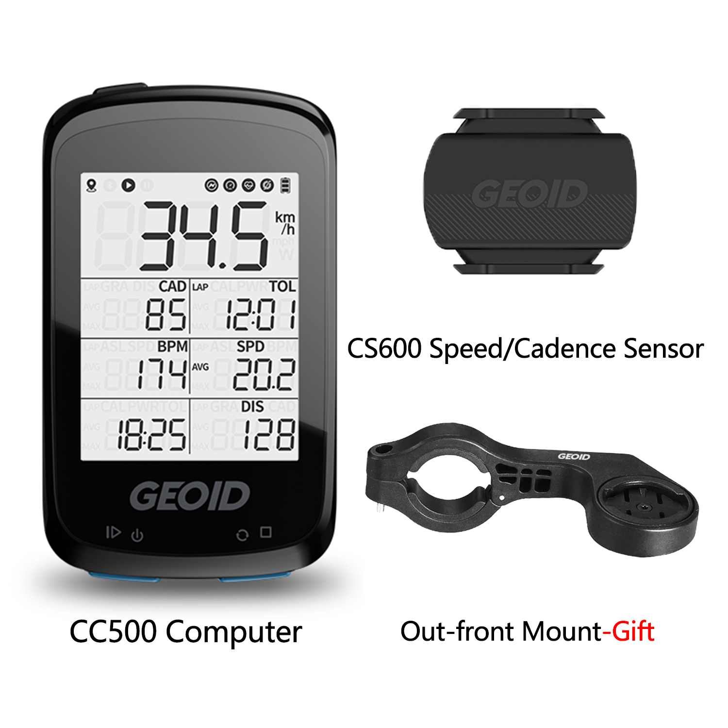 Geoid gps sykkel speedometer trådløs digital sykkelcomputer landevei mountainbike 2.5 vanntett stoppeklokke bluetooth maur+: Rød