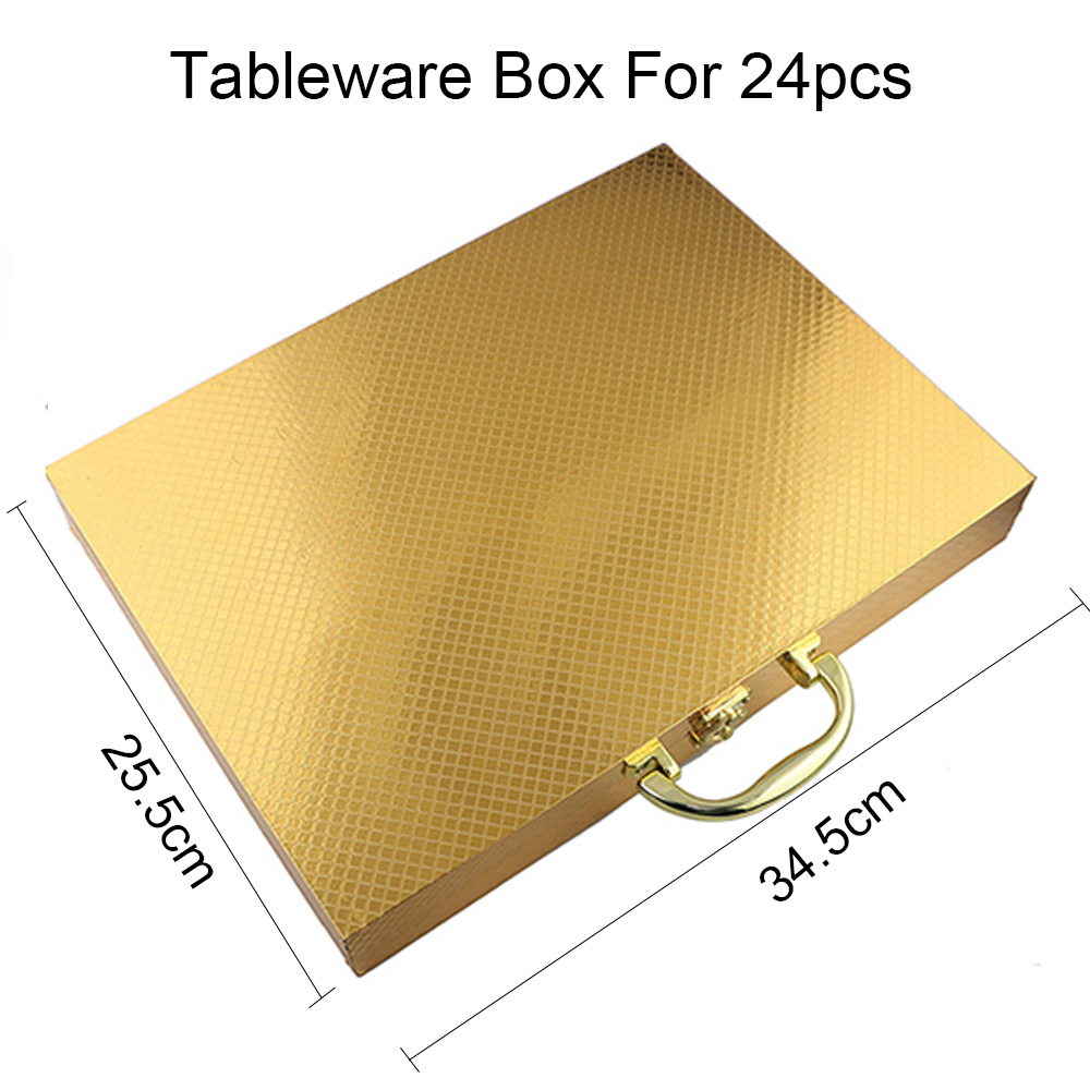 Bestek Collection Case Box Voor 16/24 Pcs Servies Antioxidatieve Houten Geschenkdoos Goud Zwart Zilver Opbergdoos
