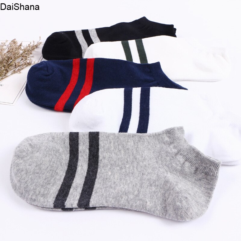 5 Pairs Spring Summer Men Cotton Boat Socks Short Striped Male Ankle Sock Low Cut Shoe Liner Invisible Slippers Nop-Slip Meias: D