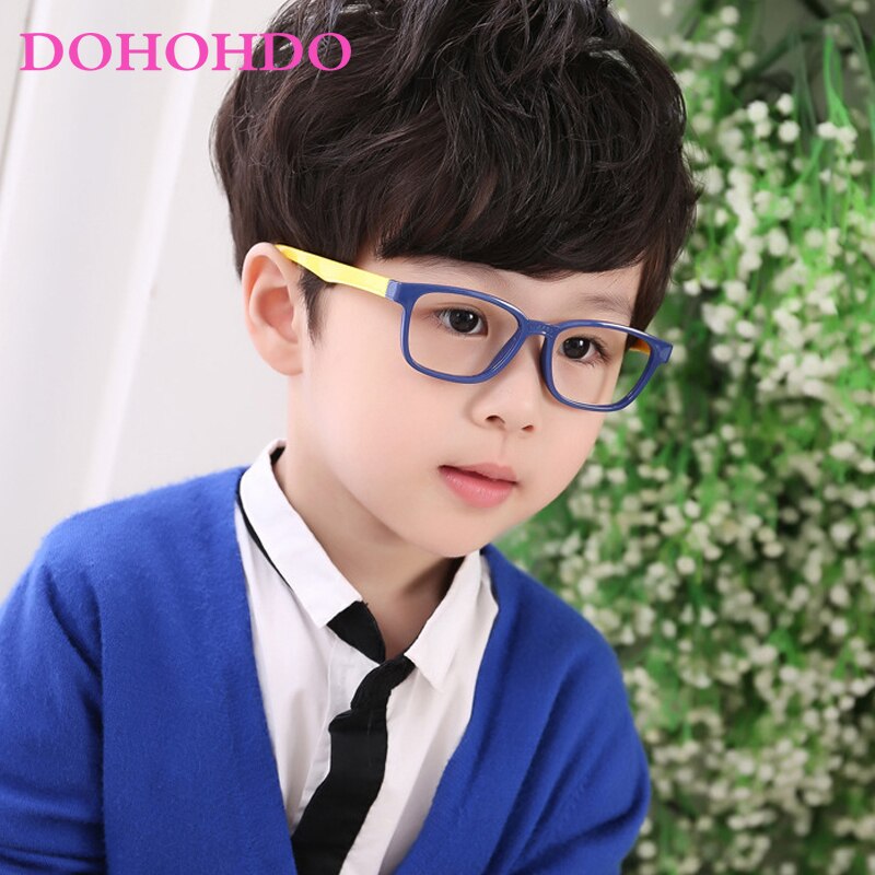 DOHOHDO 2022 Flexible Kids Eyeglasses Frame Glasses For Child Boys Girls Degree Myopia Optical Frames With Lanyard Square
