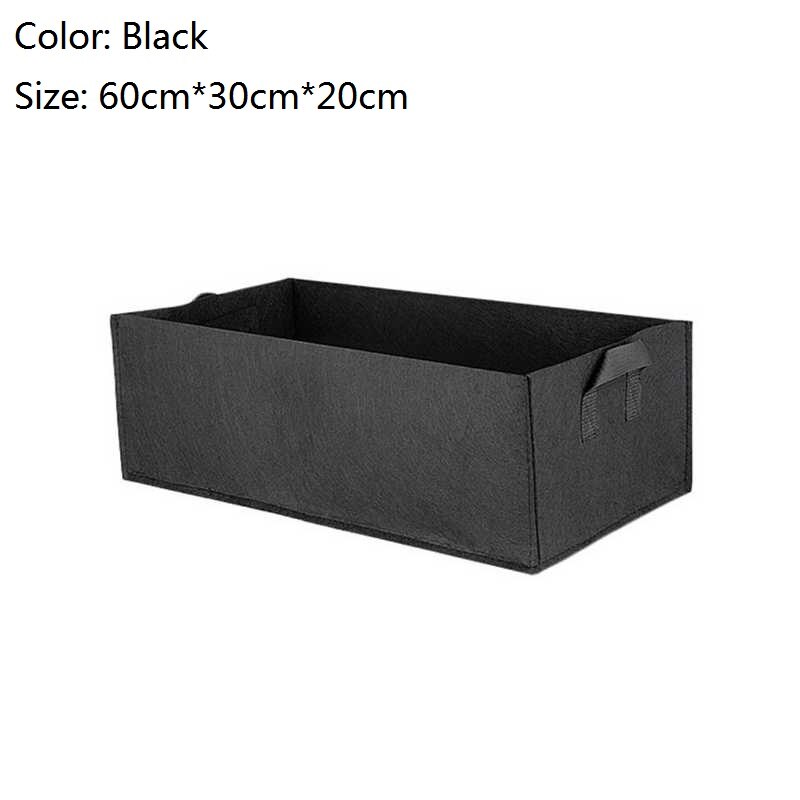 Grow Bags Non-Woven Fabric Raised Garden Bed Rectangle Planting Container Grow Bags Fabric Planter Pot For Plants Nursery Pot: Black L