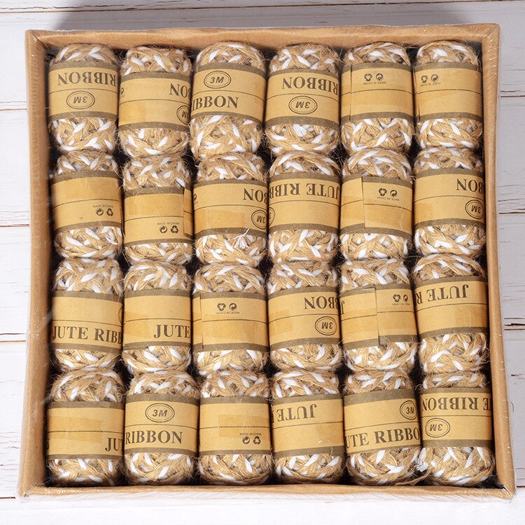 24Pcs Natuurlijke Jute Twine String Roll Voor Kunstwerken Diy Ambachten Cadeaupapier: 3meters burlap A