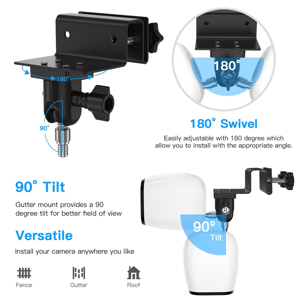 Montagem da calha para arlo pro 2, arlo ultra, arlo pro, arlo hd câmera ao ar livre à prova de intempéries telhado calha câmera de segurança suporte de montagem