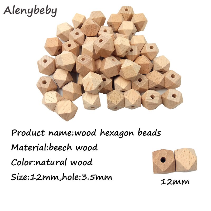 10-20mm Beuken Houten Bijtring Hexagon Kralen DIY Baby Tandjes Chew Armband Ketting of Fopspeen Clip Keten 6 size Polygon Kralen