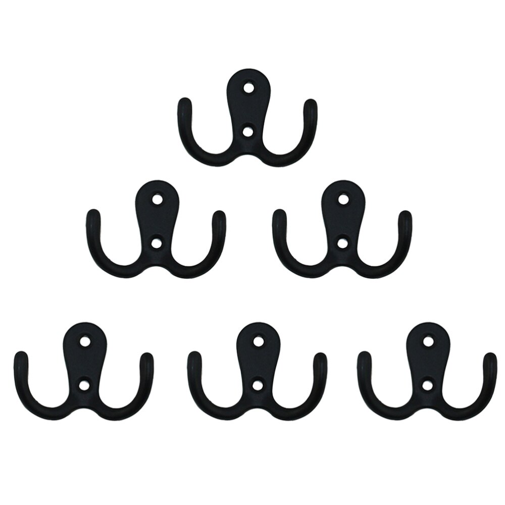 10pcs 2-Pronged Coat Hooks Wall-mounted 2 Hole Towel Hanger for Coats Hats Clothing(Black)