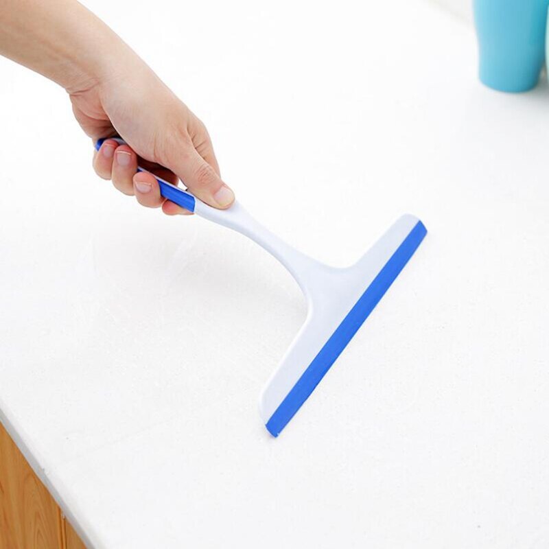 Window Squeegee Glass Cleaning Wipre Rubber Blade Shower Screen Washer GA: blue