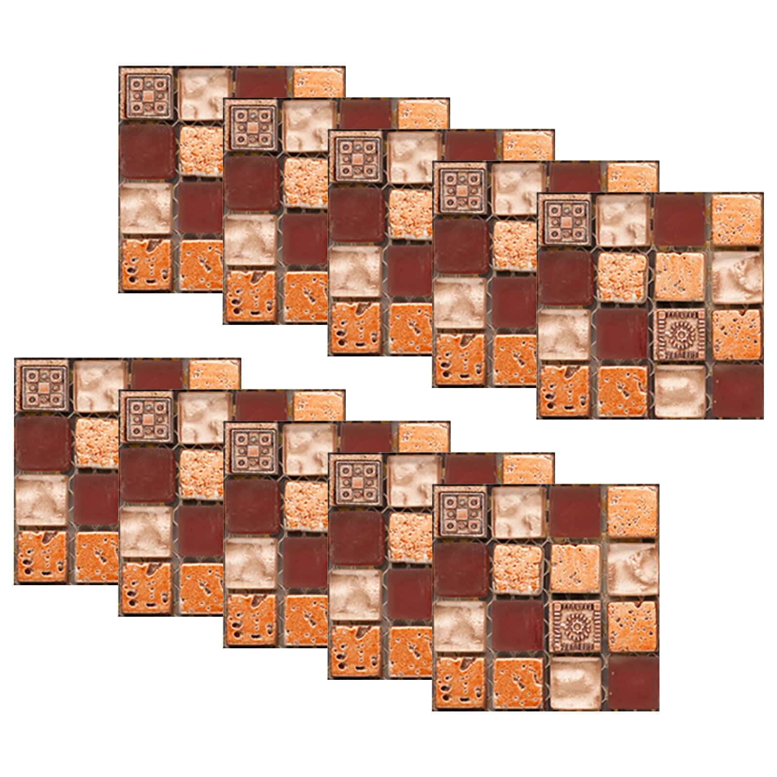 10pcs Marble Mosaic Tiles Wall Sticker Transfers Flat 2D Printed Covers For Kitchen Bathroom Peel &amp; Stick Waterproof Art Mural: I