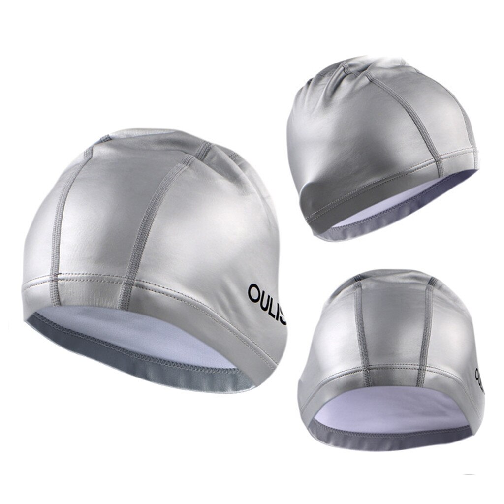 Adult Swimming Cap Silicone Women Men Waterproof Hat PU Coating Durable Elastic Pool Beach Swim Head Cap Summer #15D
