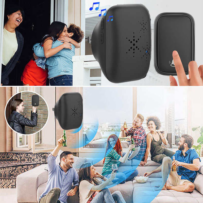 timbre inalámbrico exterior autoalimentado timbre puerta casa 220v transmisor impermeable de 220V, No requiere batería, receptor de la UE,juego de timbre para Control del hogar