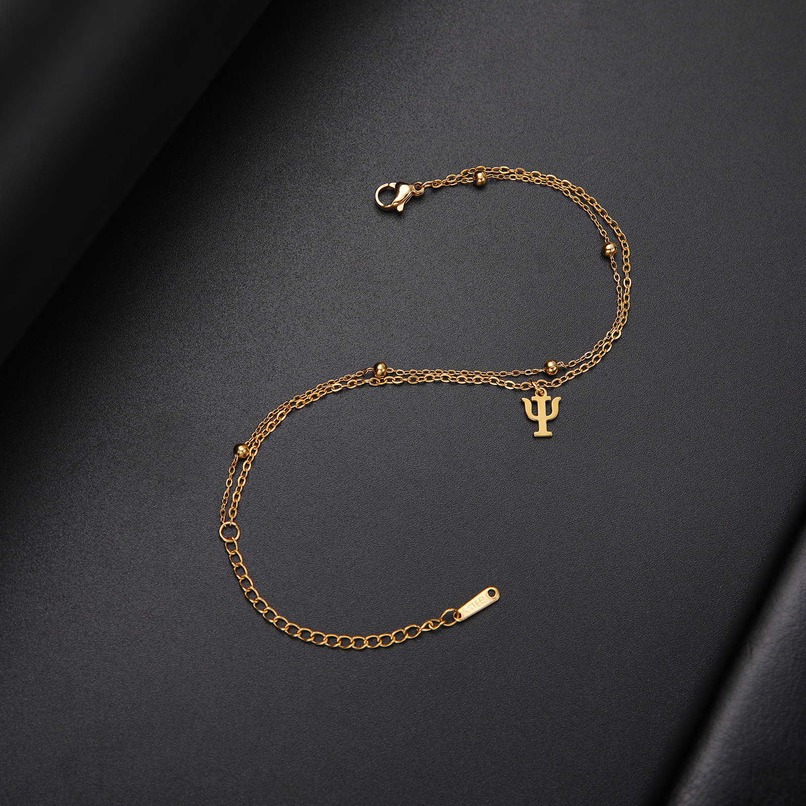 Lucktune-pulsera con colgante de símbolo de psicología PSI para mujer, cadena de cuentas de acero inoxidable, pulsera con dijes de letras griegas, de joyería