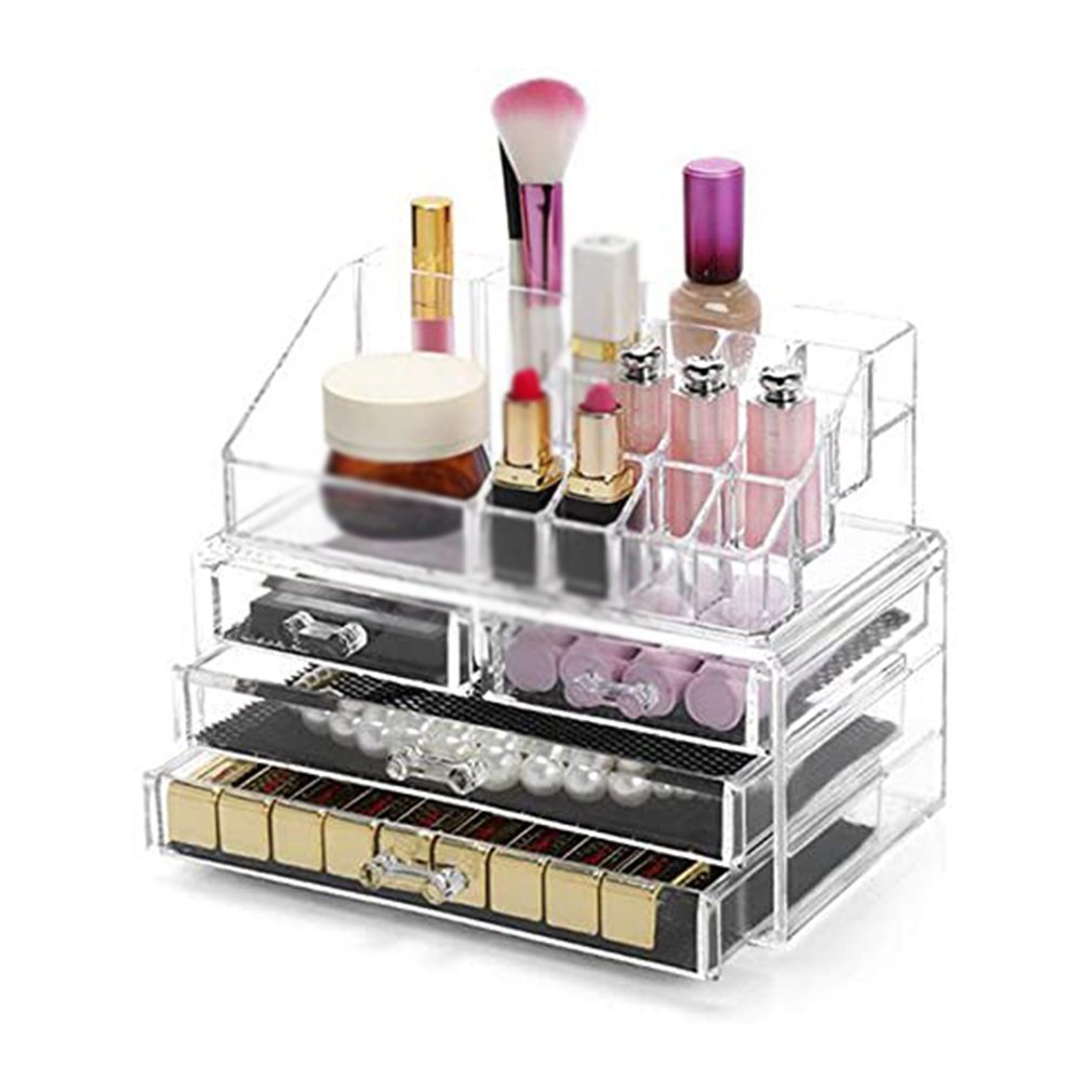 Tiroir en plastique Transparent Transparent, organiseur de bureau boîte de rangement de bureau, organiseur acrylique pour le maquillage et les cosmétiques mallette de rangement