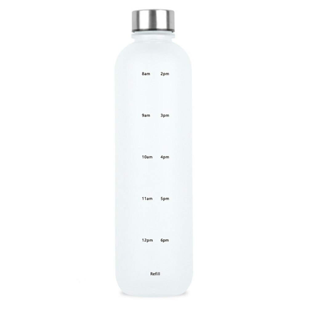2022 plastic space cup grote transparante matglazen waterbeker koperen deksel waterfles met tijdsaanduiding 1000ml: Wit