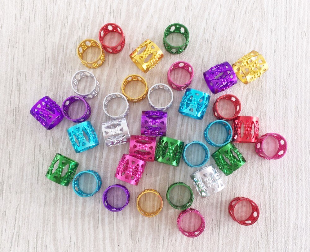 100Pcs/Lot multicolor hair braids dread dreadlock Beads adjustable cuff clip approx 7mm hole