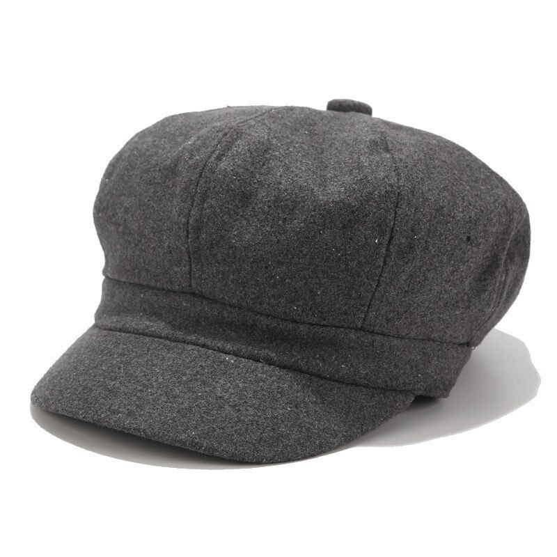 Franse Stijl Man Effen Kleur Toevallige Vintage Vrouwen Hoed Winter Effen Hoed Baret Cap Koreaanse Schilder Newsboy Baretten Adulte Cap: Dark Gray 