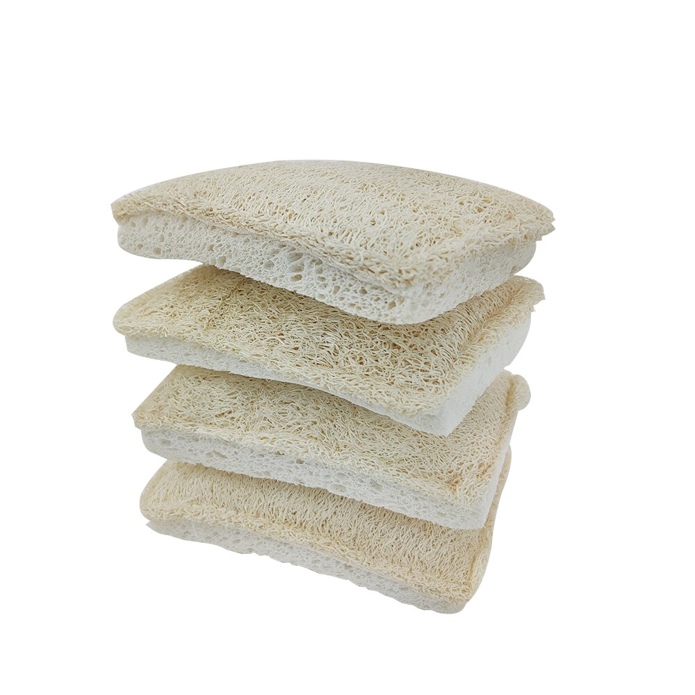 2PCS Eco Kitchen Sponge Pure Handmade Multilayer Natural Loofah Scrubber Anti-oil Dish Cleaning Brush
