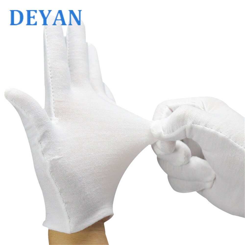 12 Paren/partij Witte Katoenen Handschoenen Voor Sieraden Waardering Huishoudelijke Reiniging Tuinieren Etiquette Levert
