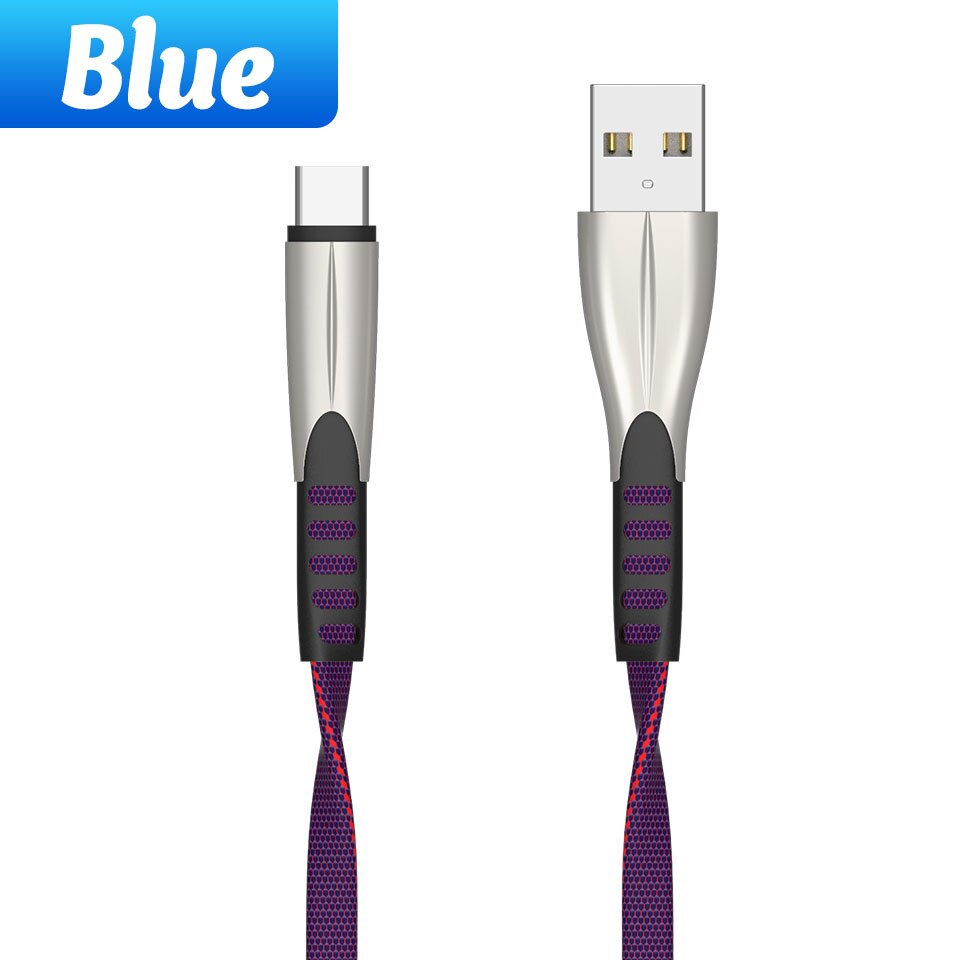2.4A USB C Kabel Nylon Handy Daten Sync Kabel für LG HTC Schnelle Lade Typ-C Draht für samsung Galaxy S10 S9 Plus Hinweis 8 7: Blue / 1m
