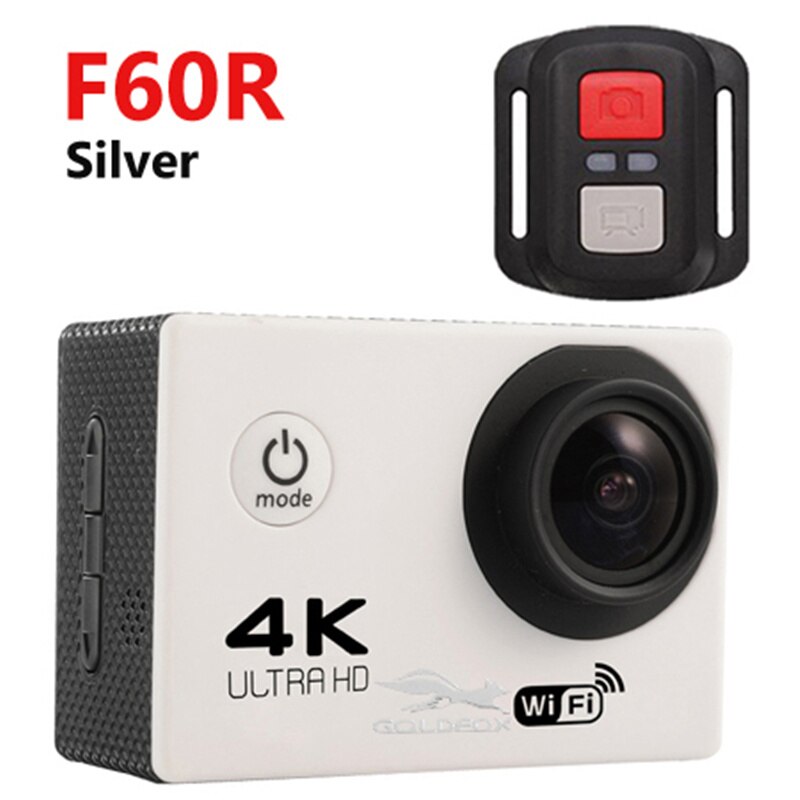 Ultra HD 4K Action WiFi Della Macchina Fotografica Videocamere 16MP 170 Go Cam Deportiva 2 pollici di Schermo F60 F60R Impermeabile di Sport camera pro 1080P cam: F60R Silver