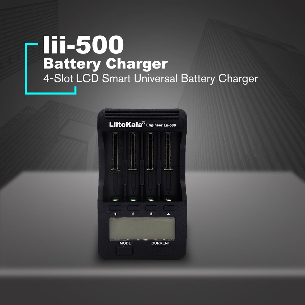 Lii-500 18650 Lcd Display Charger 26650 21700 14500 10440 4 Slots Nimh Li-Ion Smart Universal Battery Charger
