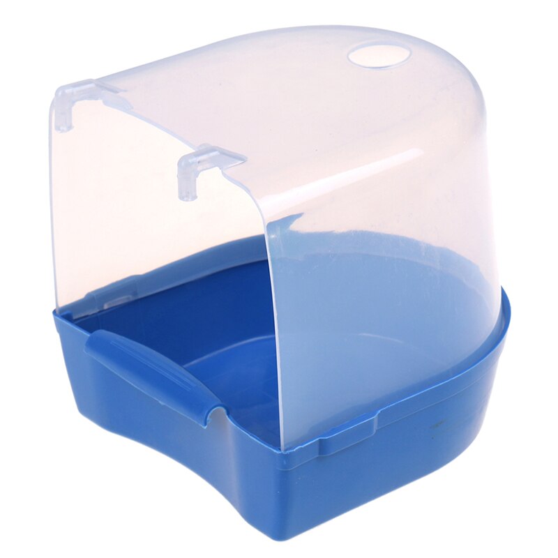1Pc Plastic Bird Water Bath Box Parrots Parakeet Hanging Birdbath Cage Bathtub Bird Bath Bird Water Bath Tub Pet Bird Bowl: Blue