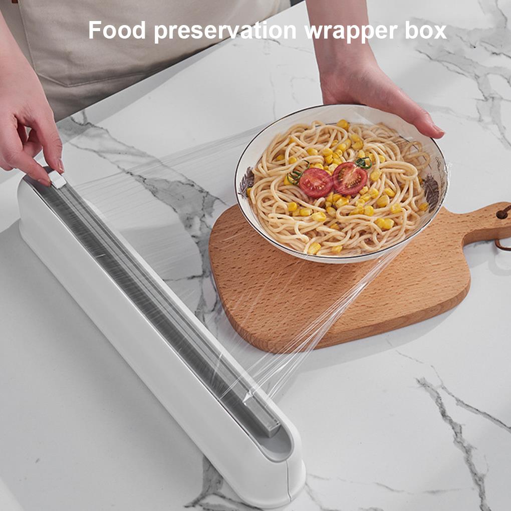 Food Wrapper Box Food Wrapping Film Dispenser Plastic Wall Hanging Preservative Film Storage Box