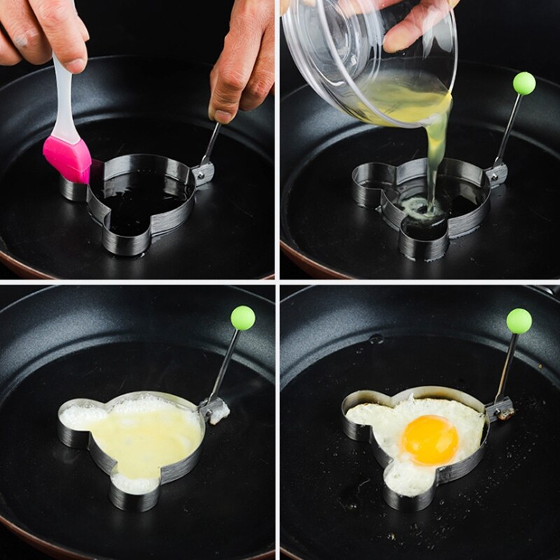 Jajko sadzone formy, foremka robić pankejków z uchwytem dla dzieci, forma nieprzywierająca robić patelni 5 szt.