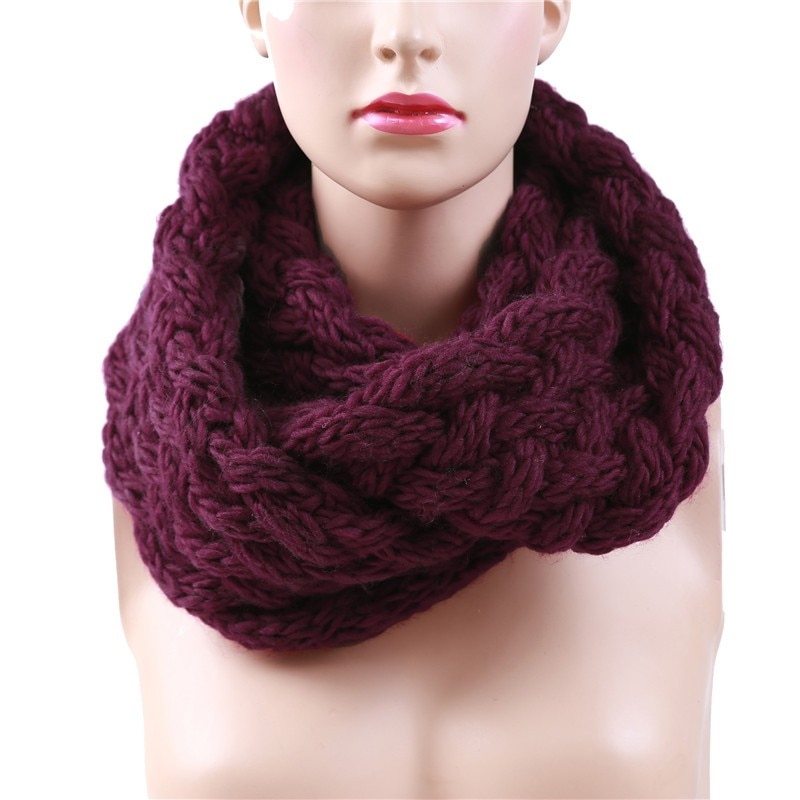 Winter Cable Ring Scarf Women Knitting Infinity Scarves Knitted Warm Neck Circle Scarf bufandas cuellos HO988544